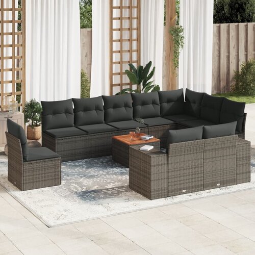 vidaXL 11-dijelni set vrtnih sofa od poliratana s jastucima sivi Cene