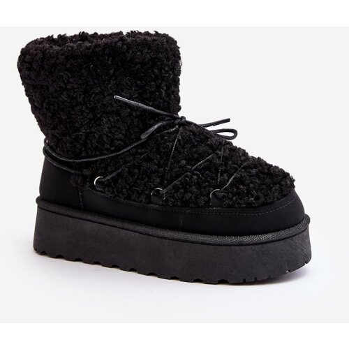 Kesi Women&amp;#039;s lace-up snow boots with thick soles, black Loso Slike