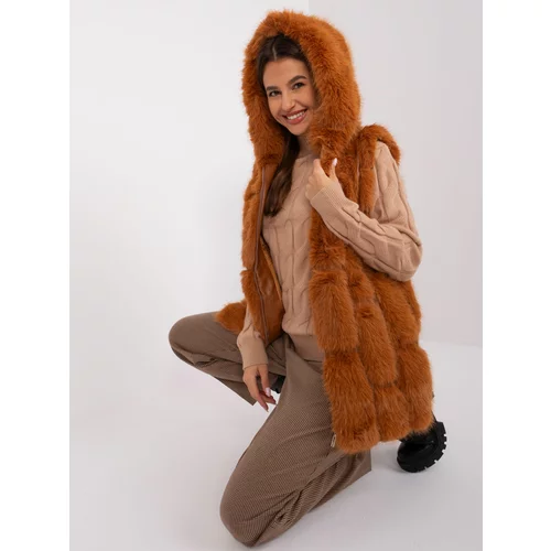 Fashion Hunters Light brown fur vest with pockets