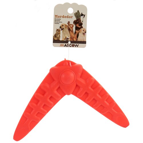 MASCOW silikonska igračka za kućne ljubimce u obliku bumeranga crvena Slike