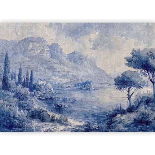  Foto tapeta - Blue Bay - Italian landscape of Lake Como painted with blue ink 400x280 Standard Cijene
