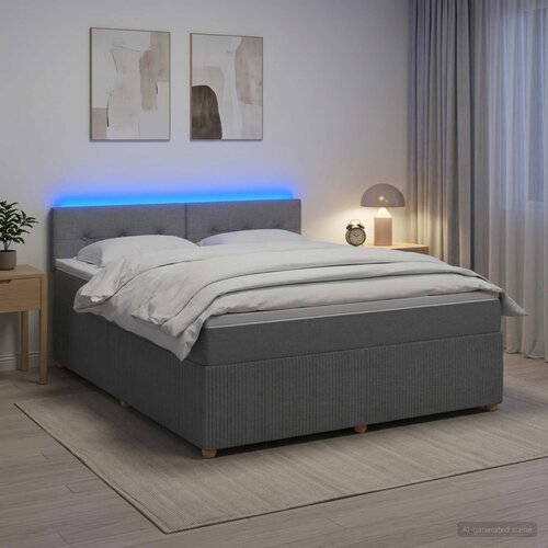  Boxspring krevet s madracem Svjetlosiva 180 x 200 cm Tkanina Cene