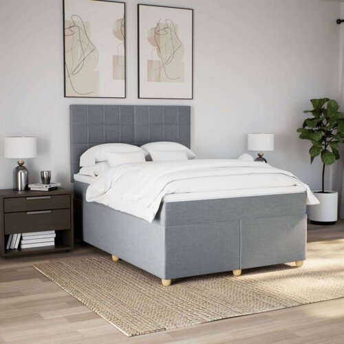 VidaXL krevet box spring s madracem svjetlosivi 140x200 cm od tkanine Slike