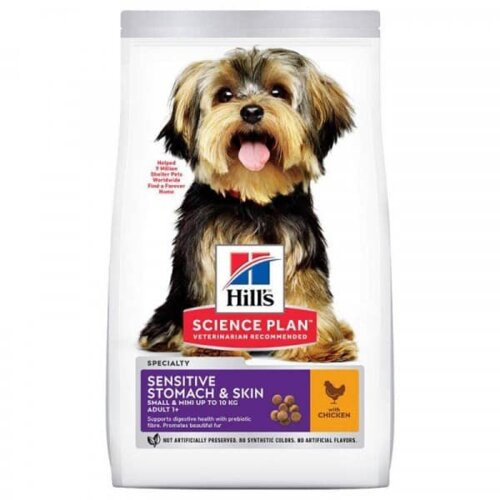 Hill’s suva hrana za pse mini adult sensitive stomach&skin 1.5kg Slike