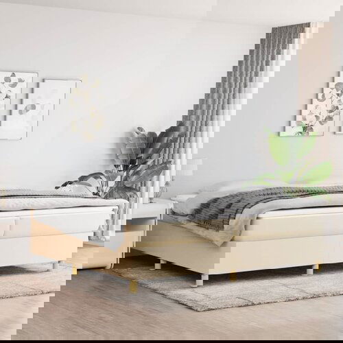 The Living Store Posteljni okvir krem 200x200 cm blago - Posteljni Okvir, (21531176) Cene