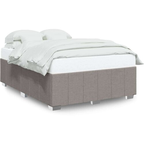  Okvir za krevet bez madraca smeđesivi 140 x 190 cm od tkanine Slike