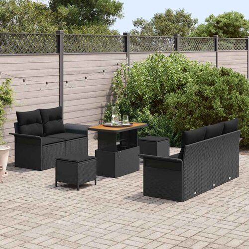  Sjedeća garnitura za vrt 8 kom. 7-Broj sjedala Crna 90 x 55 x 71 cm Slike