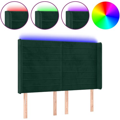 LED uzglavlje tamnozeleno 147x16x118/128 cm bar&amp;scaron;unasto Slike