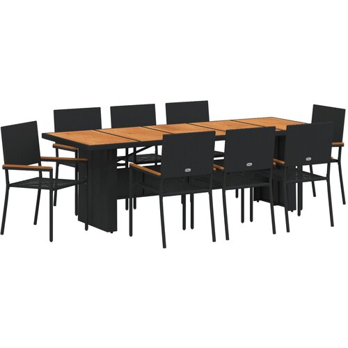 VidaXL 9-delni vrtnarski jedilni set črnega poli ratana, (22015478) Slike