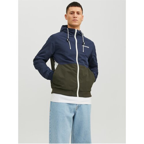 Jack &amp;amp; Jones Khaki-blue mens lightweight jacket Rush - Men Slike
