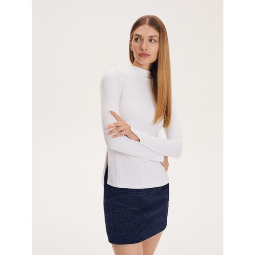 Reserved bluza z dolgimi rokavi slim fit - bela Cene