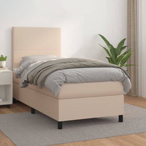  The Living Store Box spring postelja z vzmetnico kapučino 90x200 cm umetno usnje - Box Spring Postelja, (21496979) Slike