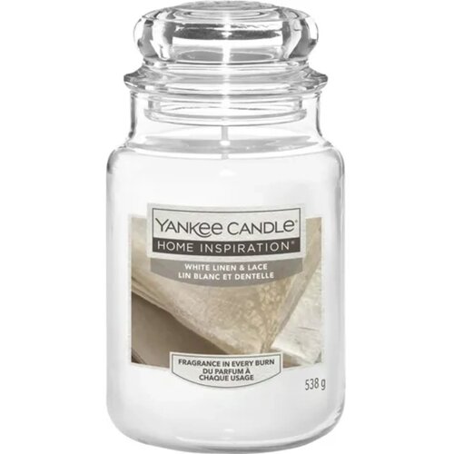 Yankee Candle Home Inspiration sveča v kozarcu White Linen & Lace - Large Cene