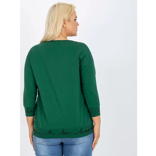 Fashion Hunters Green and black plain plus size sweatshirt with Charliza inscriptions