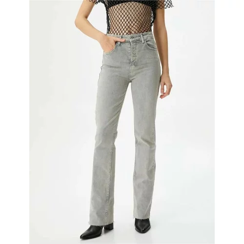 Koton Distressed Lightweight Flare Jeans Slim Fit Standard Waist Cotton Pocket - Victoria Slim Jea