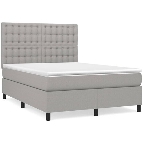 Maison Chic Box spring posteljni - Vzmetna postelja z vzmetnico svetlo siv 140x190 cm blago SL19474, (21894090) Cene