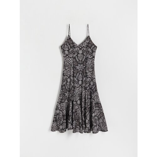 Reserved satenasta obleka s cvetličnim potiskom - večbarvno Slike