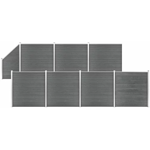  Set WPC ograda 7 kvadratnih + 1 kosa 1311 x 186 cm sivi