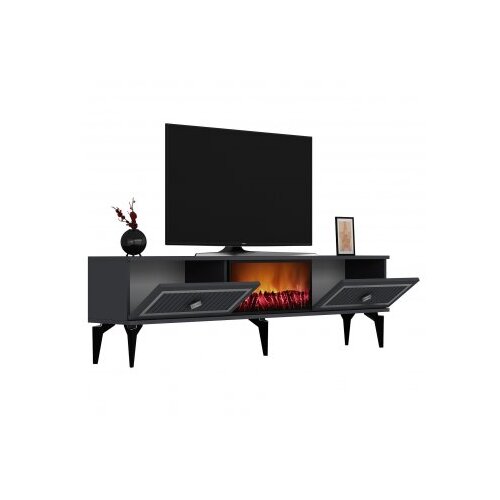 Hanah home flame fireplace - anthracite, silver anthracitesilver tv stand Slike