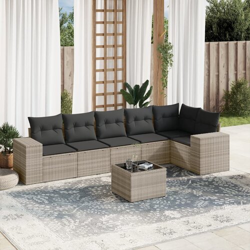 vidaXL 7-dijelni set vrtnih sofa svjetlosivi od poliratana Cijene