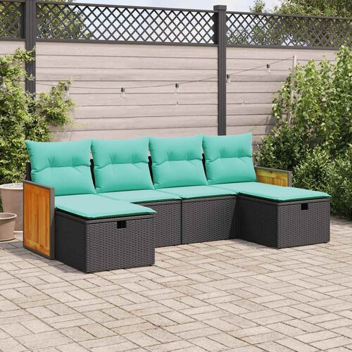 vidaXL 6-dijelni set vrtnih sofa s jastucima crni od poliratana Cijene