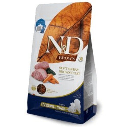 N&d Brown Dog Lamb, Spirulina&Carrot Puppy Medium&Maxi 2kg Cene