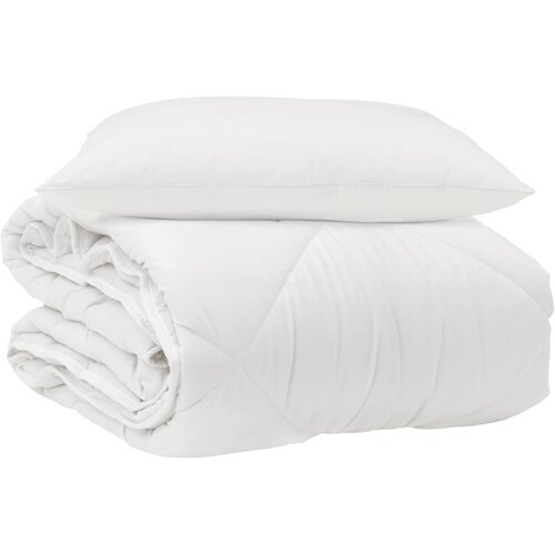 VidaXL Celosezonski pokrivalo z blazino 2 pcs Bela Mikrovlakna, (5000148889) Slike