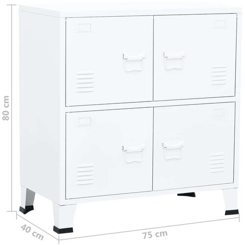 VidaXL Industrijski ormarić za spise bijeli 75 x 40 x 80 cm čelični Slike