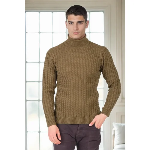 Dewberry 19295 Turtleneck Mens Sweater-Khaki