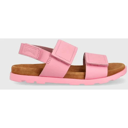 Camper Otroški usnjeni sandali roza barva