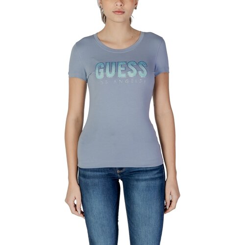 Guess Majice s kratkimi rokavi CN SS GLITTER DEGRAD W5GI14 J1314 Modra Cene