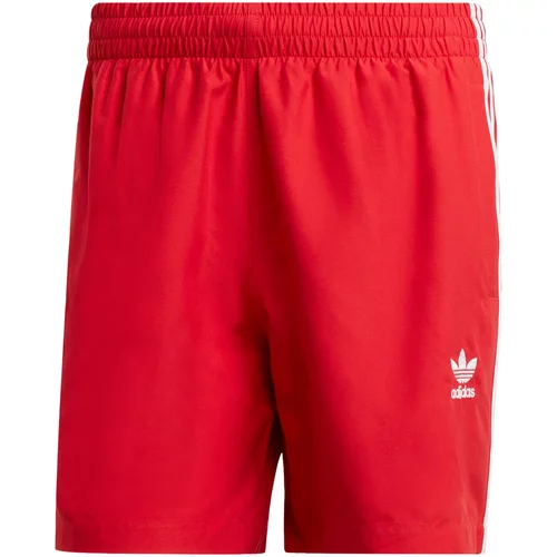 Adidas Kratke kopalne hlače 'Adicolor 3-Stripes' rdeča / bela