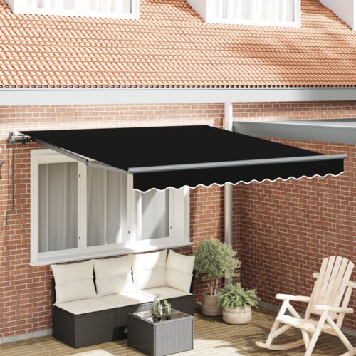 Ručna Retraktilna tenda Črna 350 x 250 cm Poliester in jeklo Cene