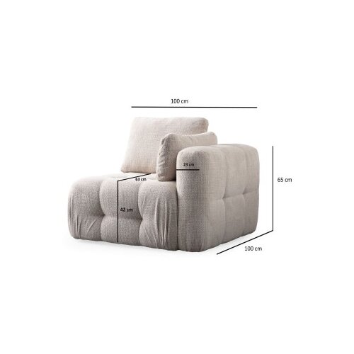 Atelier Del Sofa Fotelja Amaris 1R, 100 x 100 x 65 cm, Krem Cijene