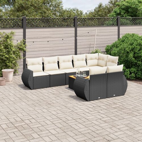 VidaXL 9-dijelni set vrtnih sofa s jastucima crni od poliratana Slike