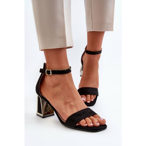 Kesi Black Pholia suede sandals with high heels Cene
