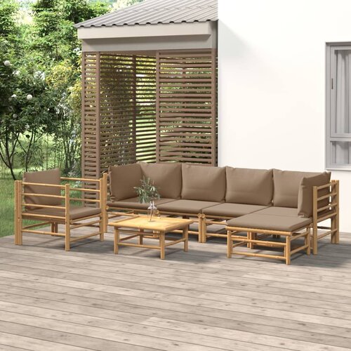 The Living Store Vrtna sedežna garnitura 7-delna s taupe blazinami bambus - Vrtna Sedežna Garnitura, (21475042) Cene