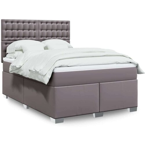vidaXL Box spring postelja z vzmetnico siva 140x190 cm umetno usnje Cene