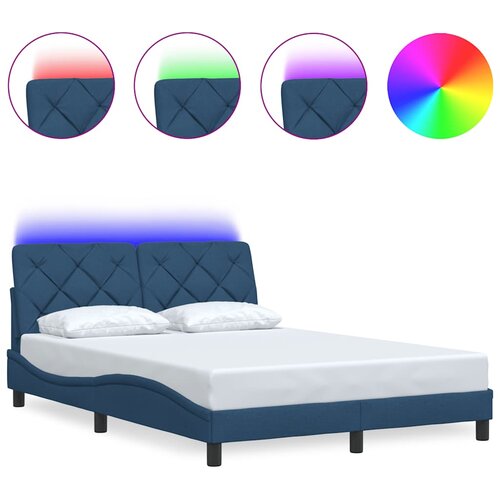 Maison Chic Posteljni okvir - Dvoposteljna postelja - Zakonska postelja z LED brez vzmetnice moder 140x200 cm tkanina, (21695257) Cene