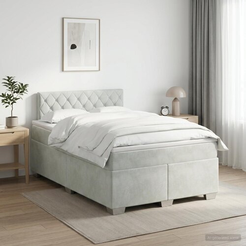  Boxspring krevet s madracem Svjetlosiva 120 x 190 cm Baršun Cene
