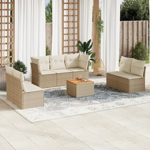 VidaXL 8-dijelni set vrtnih sofa od poliratana s jastucima bež Slike