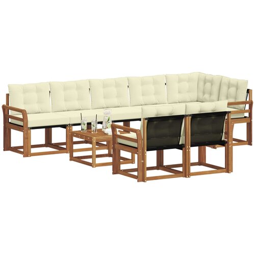  Set vanjskih sofa 9 kom. Prirodna i krem Slike