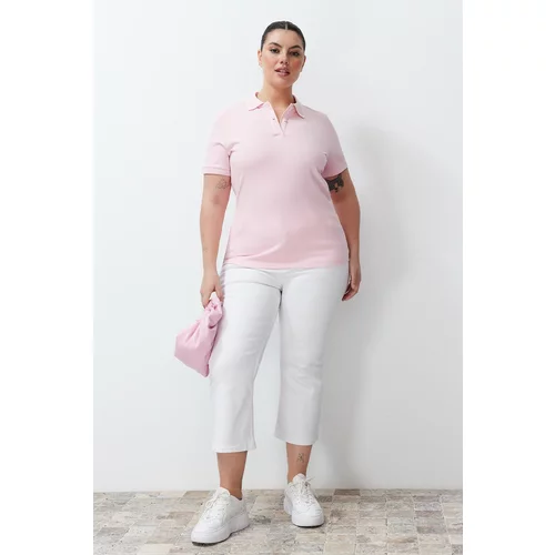 Trendyol Curve Pink Polo Neck Knitted T-shirt