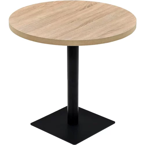 vidaXL Bistro miza mediapan in jeklo okrogla 80x75 cm barva hrasta