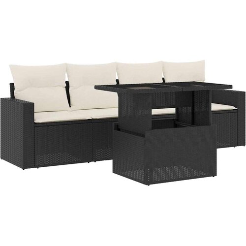  5-dijelna vrtna garnitura od poliratana s jastucima crna 100 x 55 x 73 cm Slike