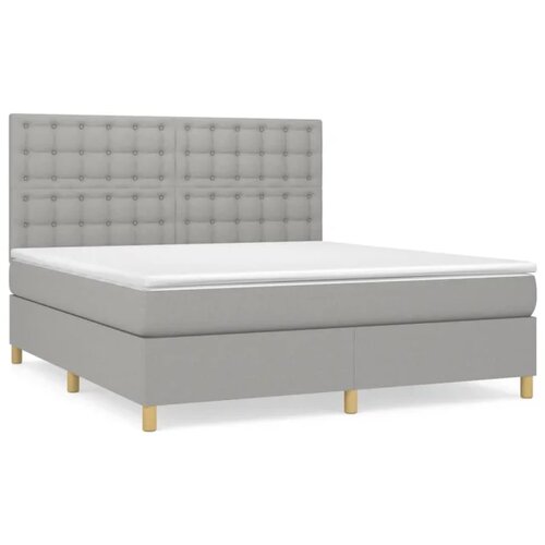 VidaXL Box spring postelja z vzmetnico svetlo siva 160x200 cm žamet, (20899000) Slike