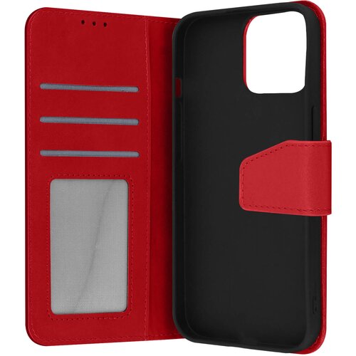 AVIZAR Usnjena torbica za Iphone 13 Pro Max, vrhunska kakovost, šivi in magnetni zavihek - rdeca, (20631836) Cene
