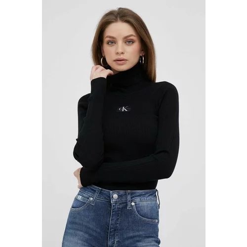 Calvin Klein Jeans Pulover za žene, boja: crna, s dolčevitom
