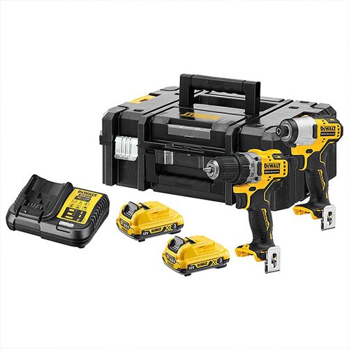 Dewalt set akumulatorskih bušilica DCK2110L2T (DCD701 + DCF801 + 2 x baterija 12V/3Ah + punjač + kofer) Slike