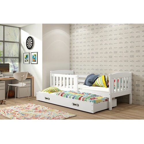 Kubus Drveni dečiji krevet sa dodatnim krevetom - 190*80 - Beli Cene